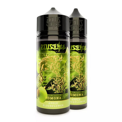 Two bottles of Zeus Juice Pomona 70:30 e-liquid on a white background