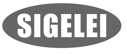A gray oval logo with the word 'SIGELEI' in bold white uppercase letters on a white background.