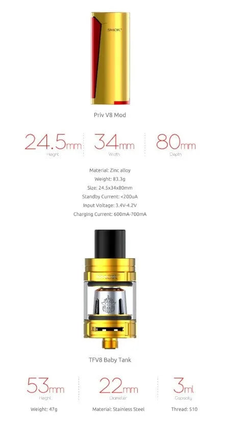Smok Priv V8 Vape Kit | £19.95 | Free 18650 Battery | bearsvapes.co.uk