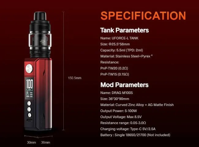 Voopoo Drag M100S Vape Kit | FREE 21700 Battery | bearsvapes.co.uk