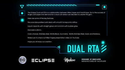 Yachtvape Eclipse Dual RTA | 25mm Dual Coil RTA | bearsvapes.co.uk