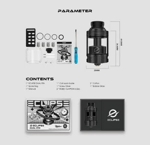 Yachtvape Eclipse Dual RTA | 25mm Dual Coil RTA | bearsvapes.co.uk