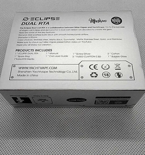Yachtvape Eclipse Dual RTA | 25mm Dual Coil RTA | bearsvapes.co.uk